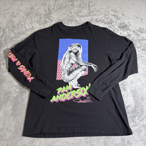 YRU Other - Read Des. YR Shirt Mens Large Black Pam Anderson Graphic Long Sleeve T-Shirt